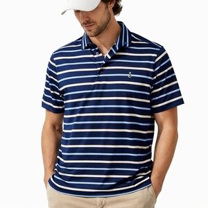 fairway greene FG Tech Golf men Polo Shirt L blue red white usa Wicking stretch